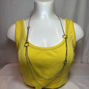 Contemporary Long Silver Hoop Necklace by Banana Republic